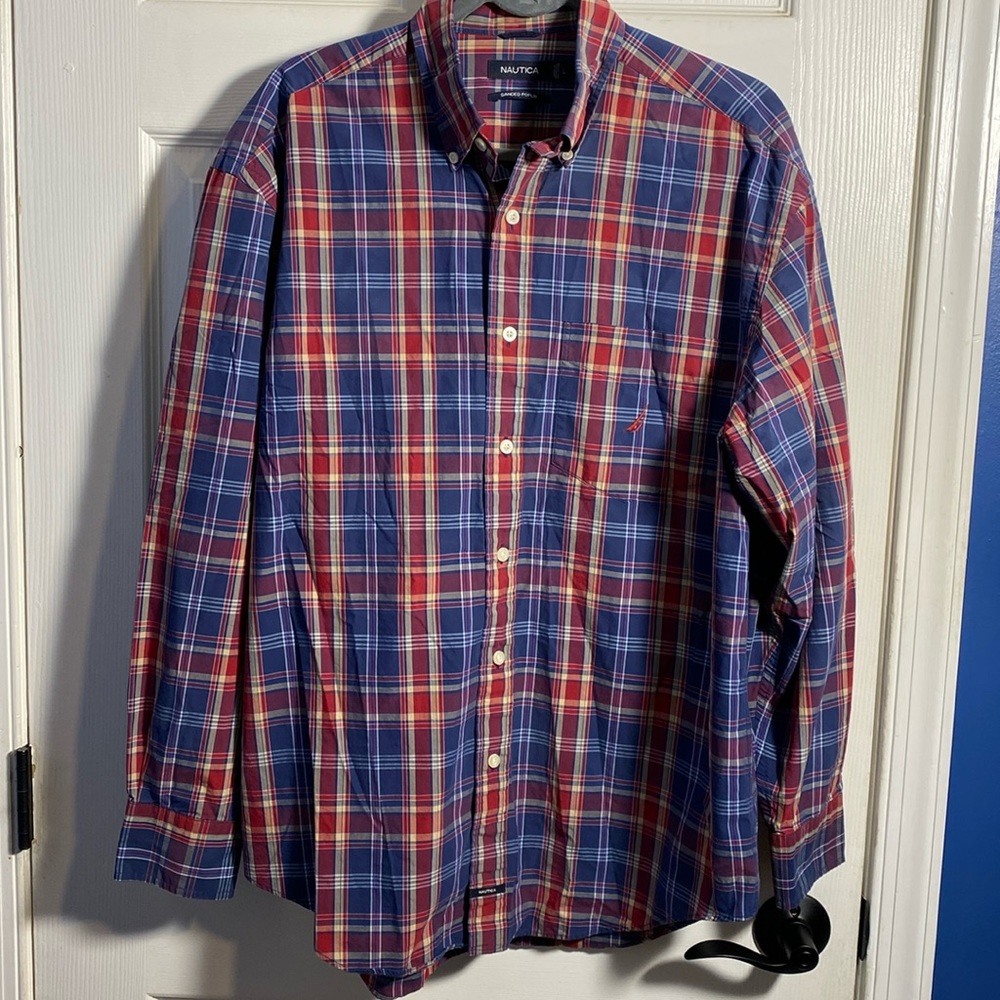 Nautica Long Sleeved Plaid Shirt Large